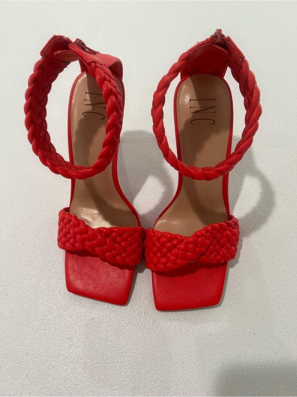 INC International Concepts Red orange Braided Strap High Heel Sandals 8 M - Picture 5 of 12